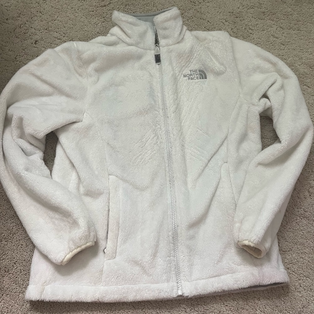 White fleece north face jacket